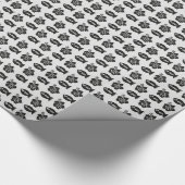 Black and White Tiki Fish and Flower Pattern Cadeaupapier (Hoek)