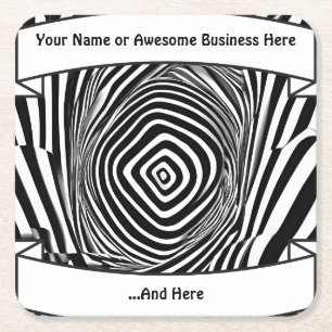 Black and White Time Warp Psychedelic Illusion 4 Vierkante Kartonnen Onderzetter