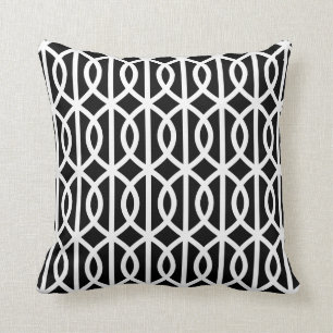 Black and White Trellis Pillow Kussen