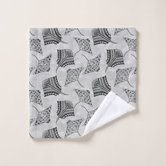 Black and White Tribal Stingrays (Gant de toilette)