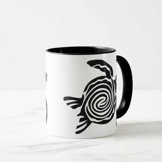 Black and White Tribal Turtle Mok (Voorkant rechts)
