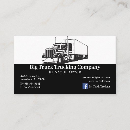 Black and White Trucking Company Visitekaartje (Voorkant)