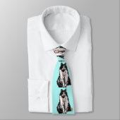 Black and White Tuxedo Cat Cats Cute Turquoise Stropdas (Gebonden)