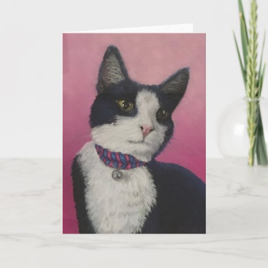 Black and White Tuxedo Cat Greeting Card Kaart (Voorkant)