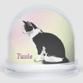 Black and White Tuxedo Cat Personalized Sneeuwbol (Voorkant)