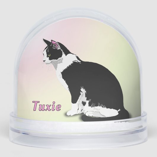 Black and White Tuxedo Cat Personalized Sneeuwbol (Voorkant)