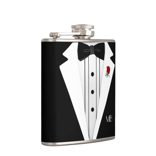 Black and White Tuxedo Groomsmen Heupfles (Rechts)