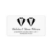Black and white tuxedo two grooms gay wedding etiket (Voorkant)