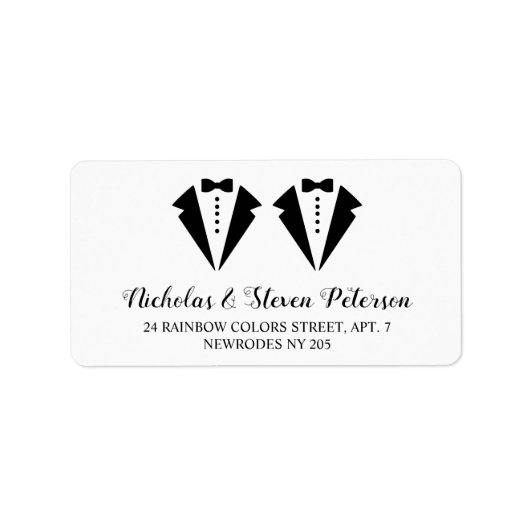 Black and white tuxedo two grooms gay wedding etiket (Voorkant)