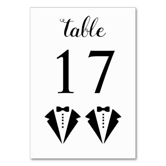 Black and white tuxedo two grooms gay wedding kaart (Achterkant)