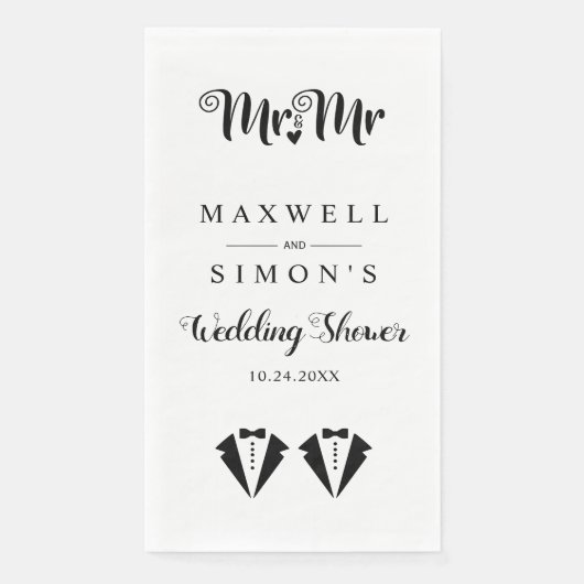 Black and white tuxedo two grooms gay wedding servet (Voorkant)
