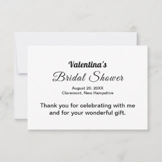 Black and White Typography Bridal Shower Bedankkaart