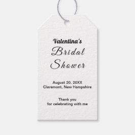 Black and White Typography Bridal Shower Gift Tags Cadeaulabel