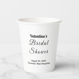 Black and White Typography Bridal Shower Paper Cup Papieren Bekers