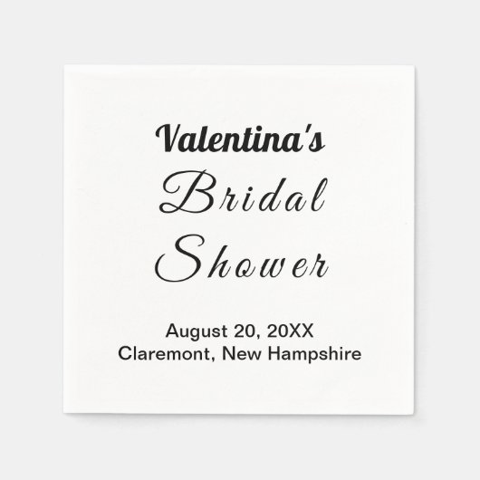 Black and White Typography Bridal Shower Servet (Voorkant)