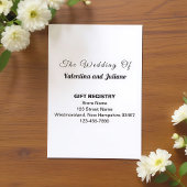 Black and White Typography Gift Registry Portrait Informatiekaartje