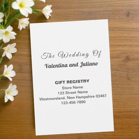 Black and White Typography Gift Registry Portrait Informatiekaartje