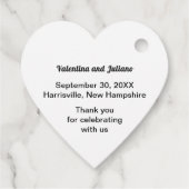 Black and White Typography Heart Shape Wedding Bedankjes Labels (Achterkant)