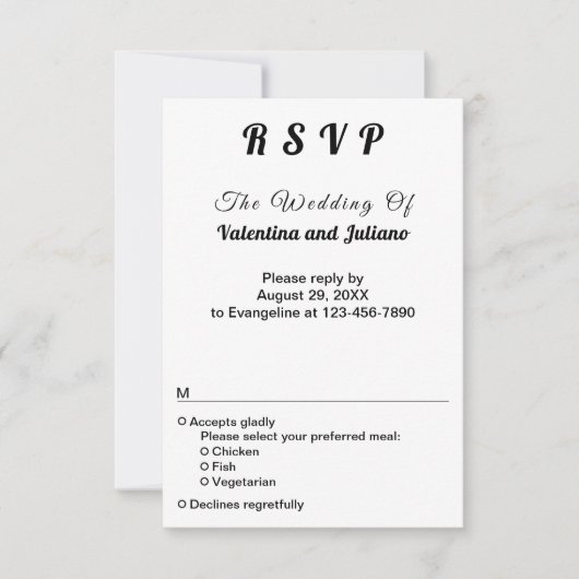 Black and White Typography Portrait Wedding RSVP (Voorkant)