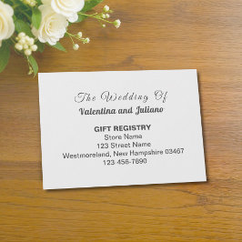 Black and White Typography Wedding Gift Registry Informatiekaartje