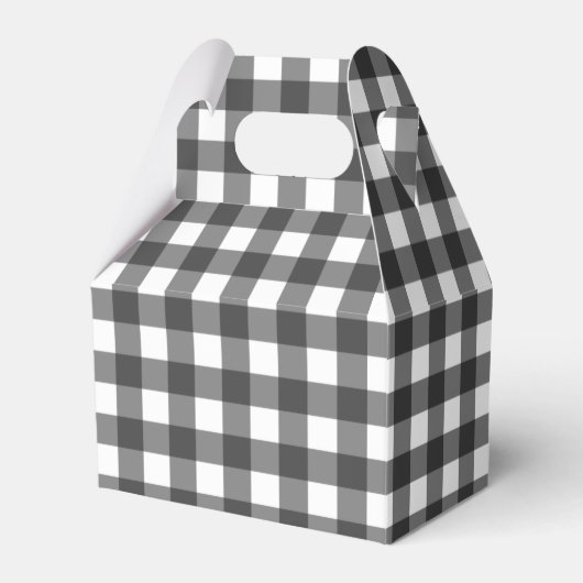 Black and White Vichy Print Gingham Patroon Bedankdoosjes (Voorkant Zijde)