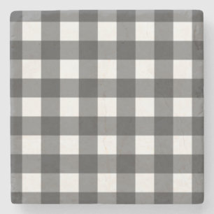 Black and White Vichy Print Gingham Patroon Stenen Onderzetter