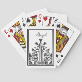 Black and White Victorian Floral Design Pokerkaarten