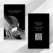 Black and White Violin Teacher Visitekaartje