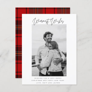 Black and White Warmest Wishes Foto Kerstmis Feestdagenkaart