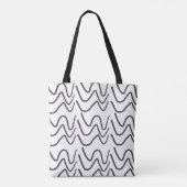 Black and White Wavy Stripe Pattern Draagtas (Achterkant)