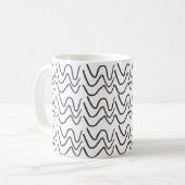 Black and White Wavy Stripe Pattern Koffiemok (Voorkant links)