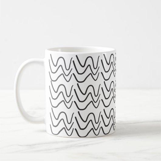 Black and White Wavy Stripe Pattern Koffiemok (Links)