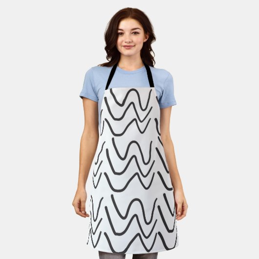 Black and White Wavy Stripe Pattern Schort (Gedragen)