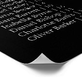 Black and White Wedding Alphabetical Seating Chart Poster (Hoek)