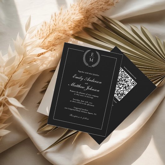 Black And White Wedding Invitation QR Code