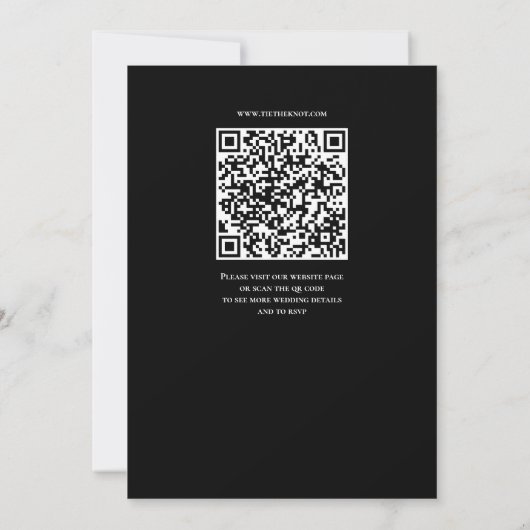 Black And White Wedding Invitation QR Code Kaart (Achterkant)