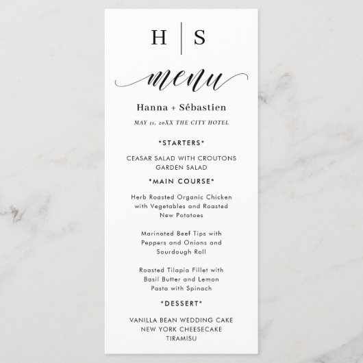 Black and White Wedding Menu (Devant)