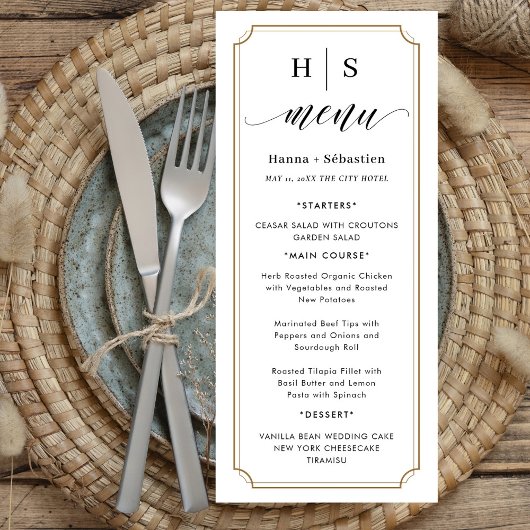 Black and White Wedding Menu