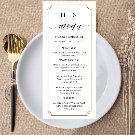 Black and White Wedding Menu