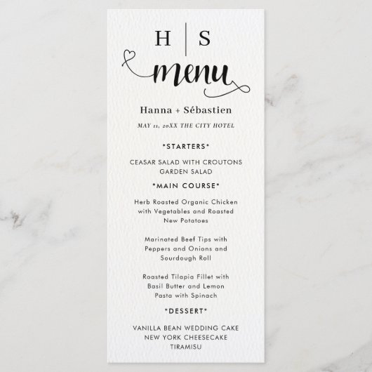 Black and White Wedding Menu (Voorkant)