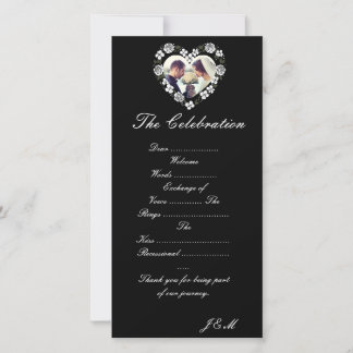 Black and White Wedding Program & Celebration Itin Feestdagenkaart