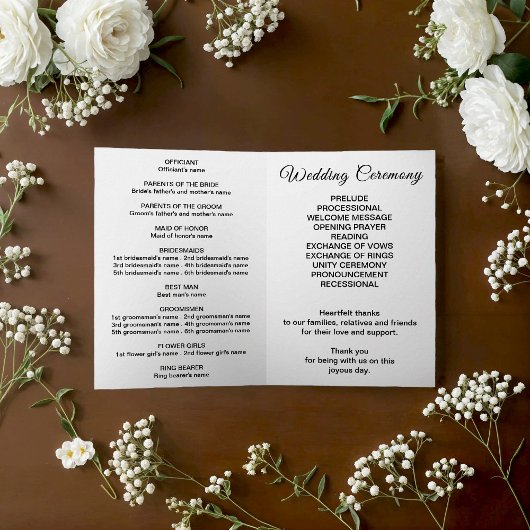 Black and White Wedding Program Programma