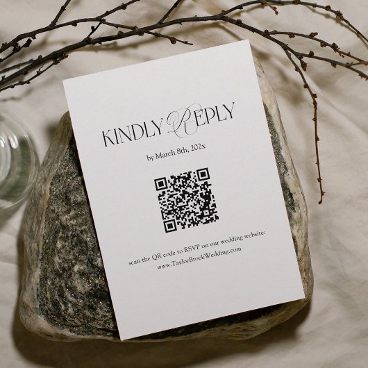 Black and White Wedding RSVP Qr Code Informatiekaartje