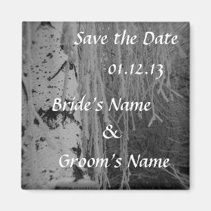 Black and White Weeping Birch Wedding Magnet Magneet