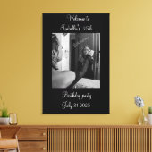 Black and white Welcome to the birthday party Canvas Afdruk (Insitu (Woonkamer))