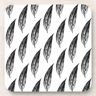 Black and White White Lily Leaf Print Bier Onderzetter