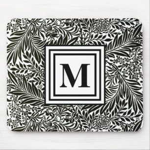 Black and White William Morris Monogram Initiaal Muismat