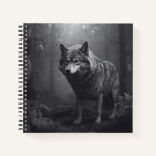Black and White Wolf Hard Hoesje Journal Notitieboek