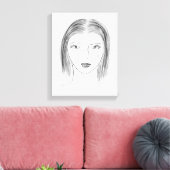 Black and White Woman Face Sketch for Gallery Wall Canvas Afdruk (Insitu (Woonkamer))