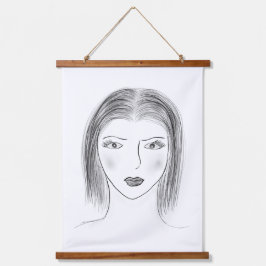 Black and White Woman Face Sketch for Gallery Wall Hangend Wandkleed